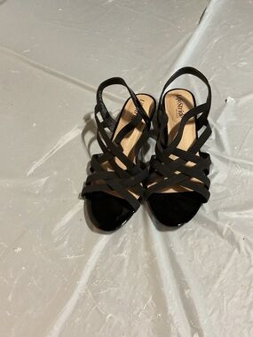 Life Stride Black Strappy Slingback Sandals 1093